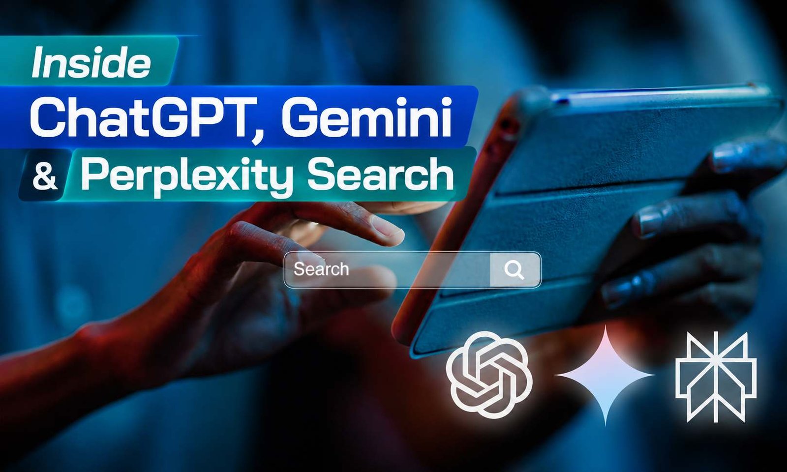 Concept of ChatGPT, Gemini and Perplexity AI search engines