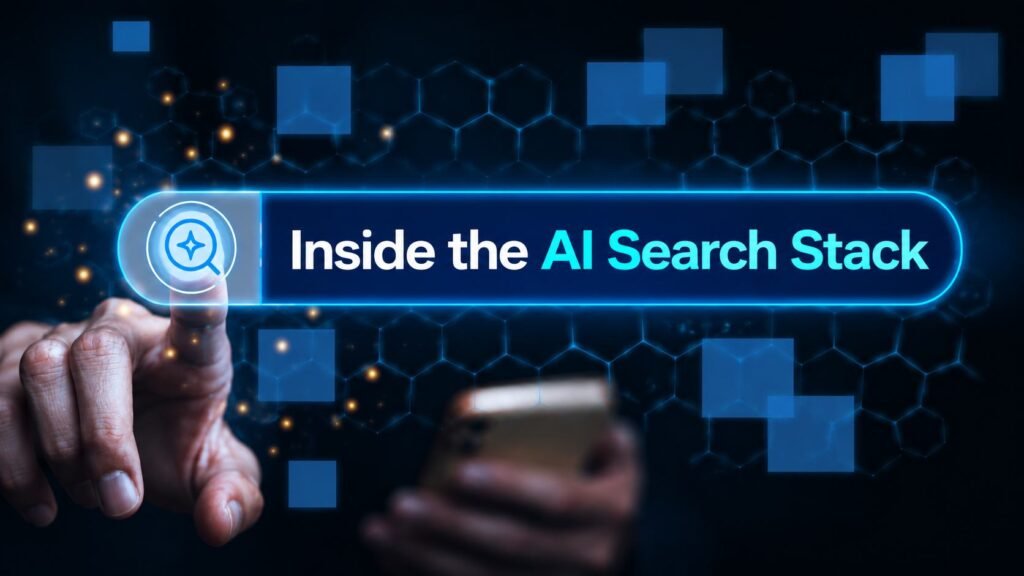 Graphic showing the concept of AI search stack