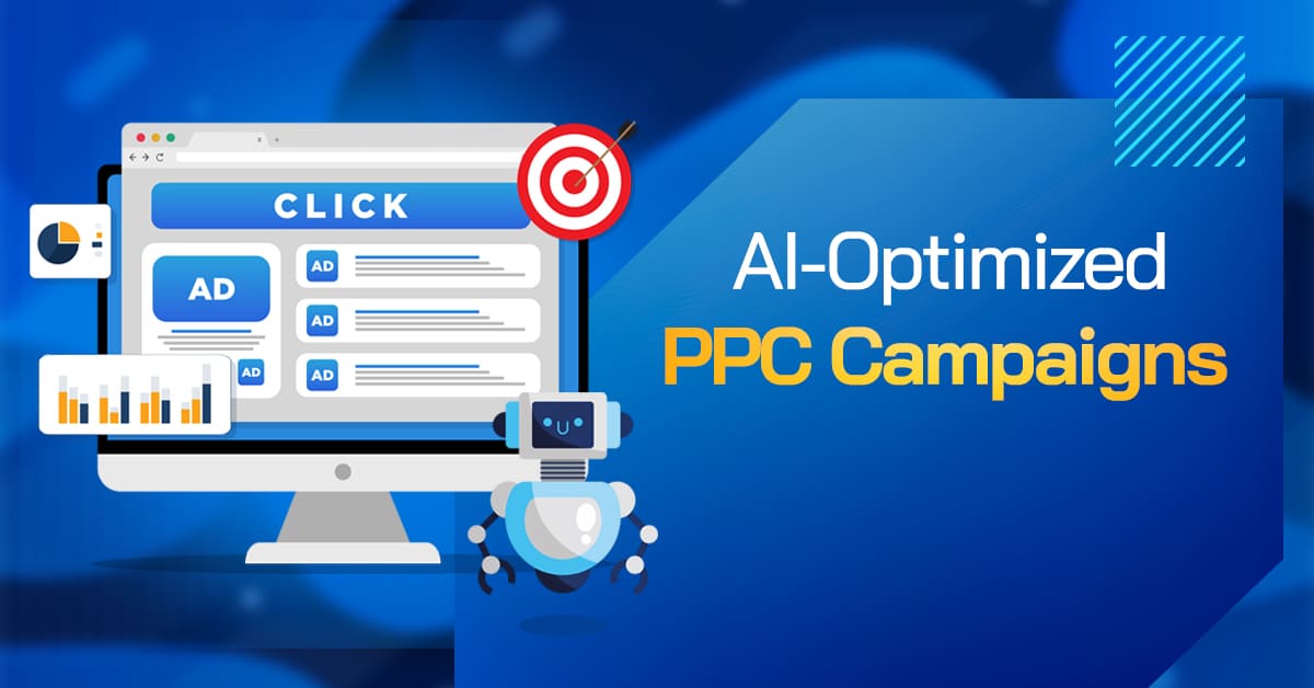 Illustration showing AI-optimized PPC campaign management