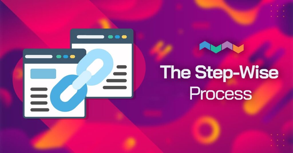 Graphic showing a step-by-step process for backlink analysis
