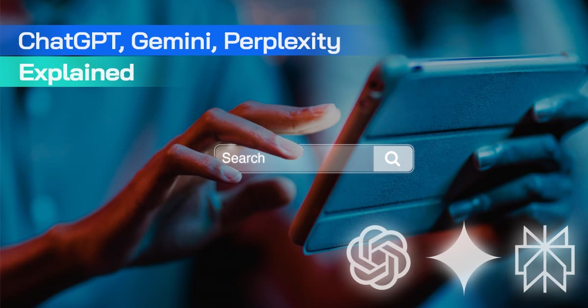 Visual explaining ChatGPT, Gemini, and Perplexity search platforms