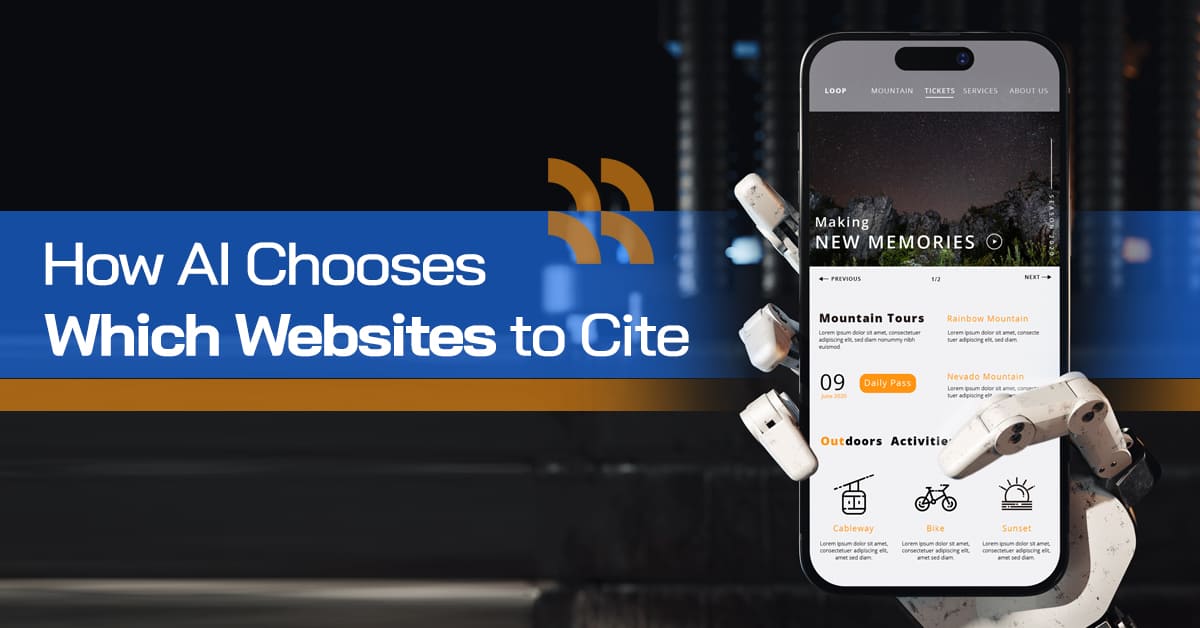 Illustration showing how AI selects websites for citations
