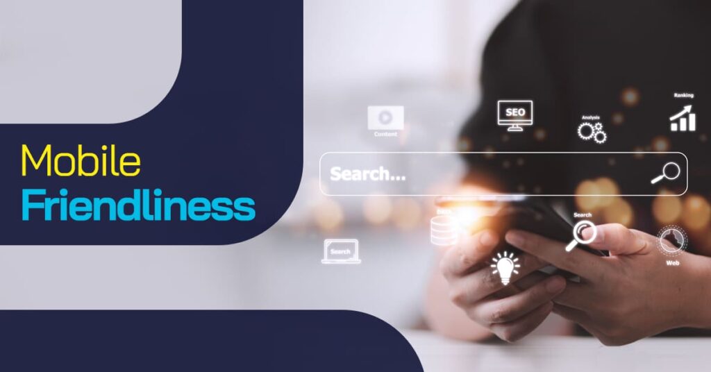 Smartphone depicting a responsive website, emphasizing mobile friendliness in SEO.