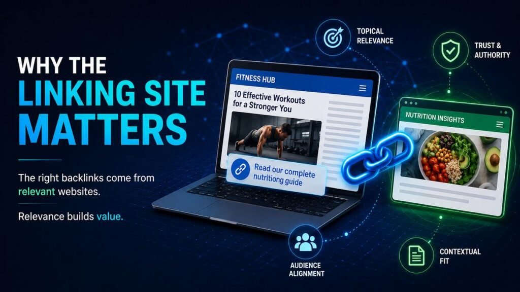Relevant websites connected by a backlink showing the importance of topical relevance