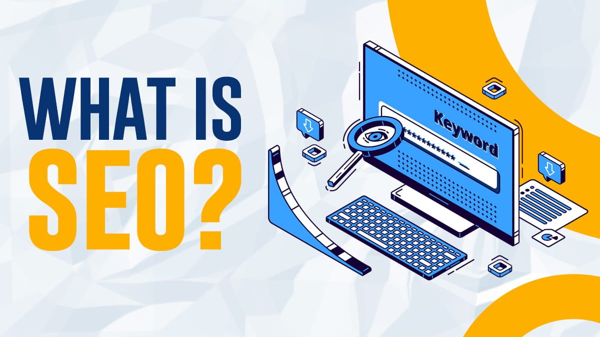What is SEO illustration showing keyword search and search engine optimization