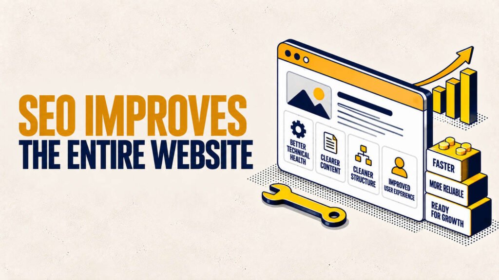 Graphic showing how SEO improves overall website performance