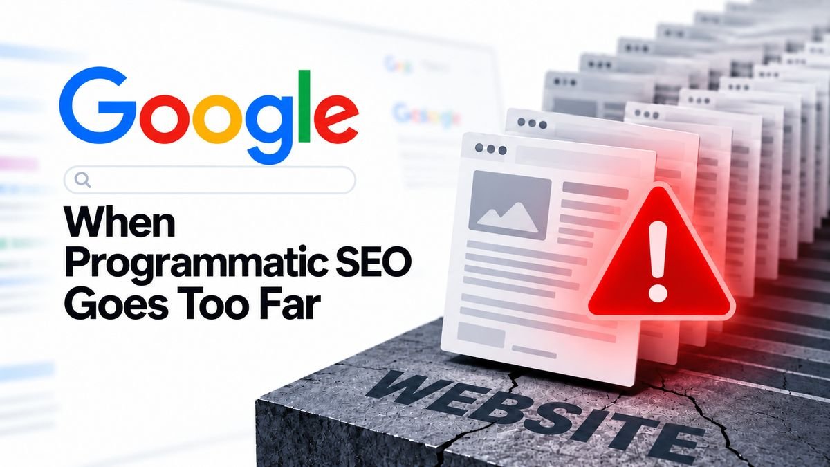 Graphic showing Google warning about the site-wide risks of low-value programmatic SEO